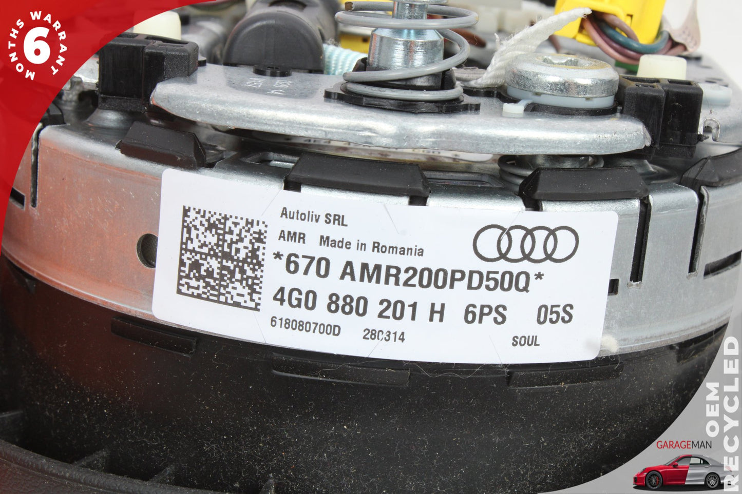 2012-2018 Audi A6 Front Left Driver Side Steering Wheel Airbag 4G0880201H OEM