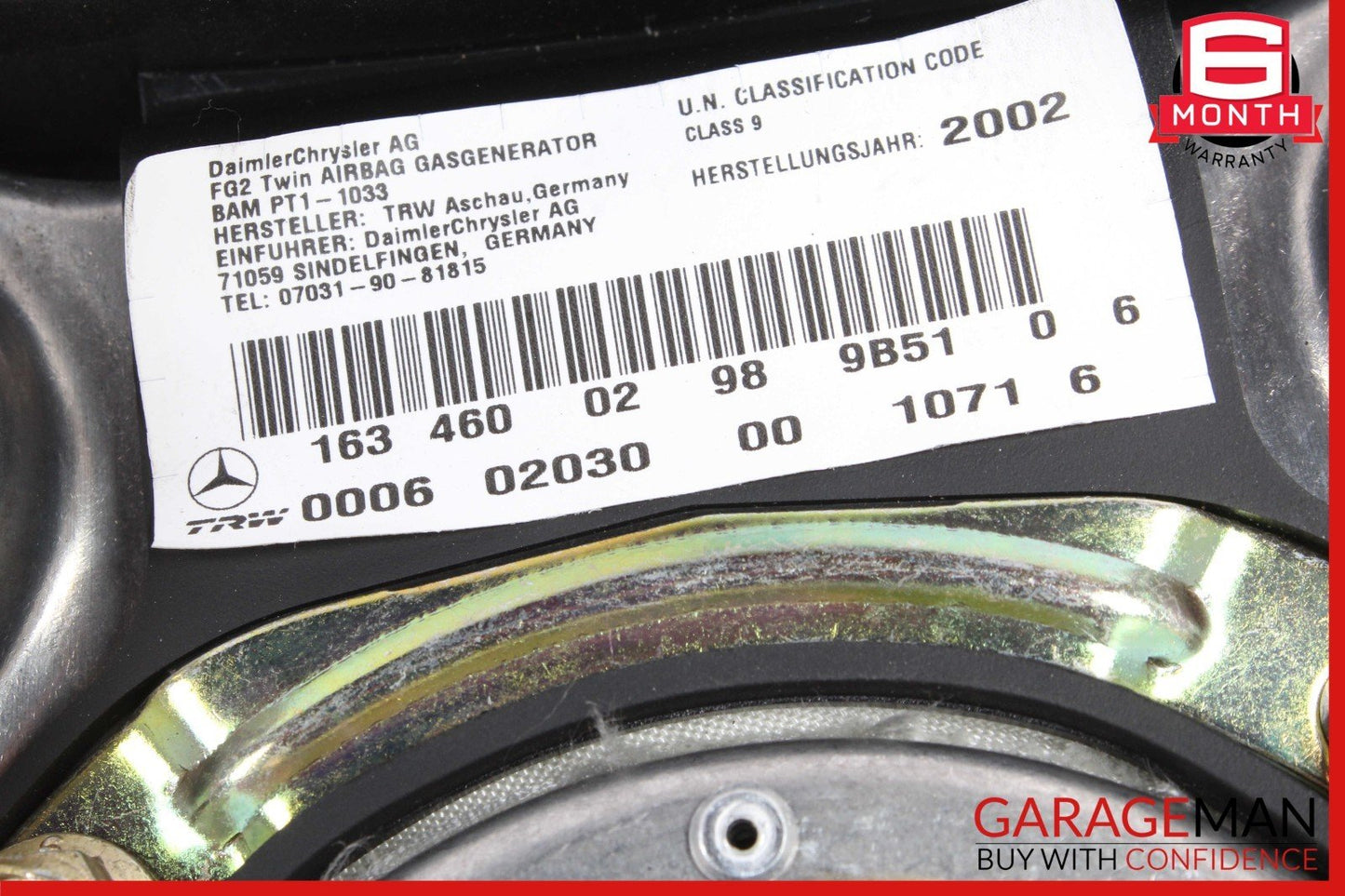 01-05 Mercedes W163 ML500 ML320 Steering Wheel Airbag Air Bag 1634600298 OEM