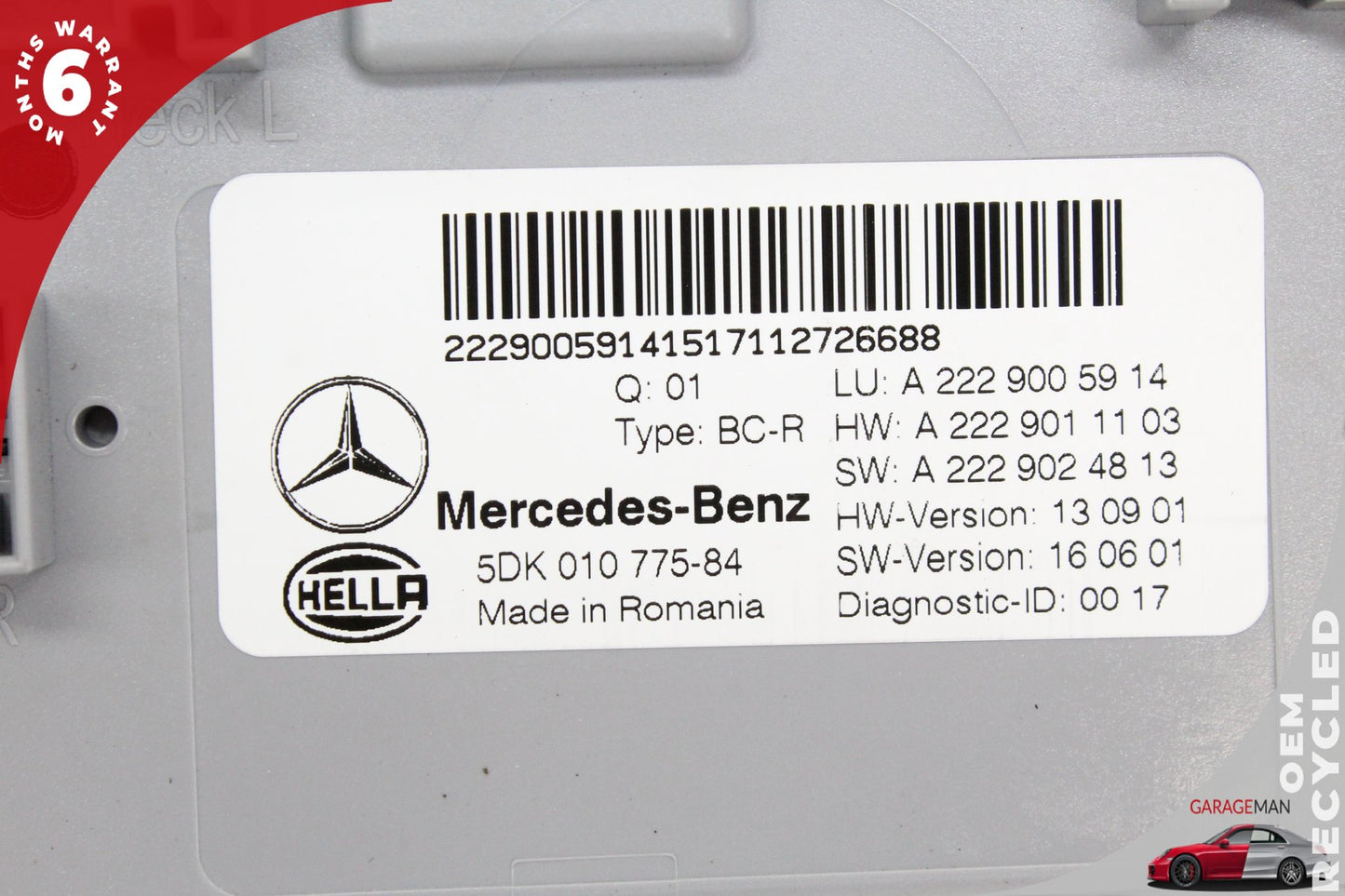 15-18 Mercedes-Benz C350e W205 Sedan Rear Trunk SAM Control Module 2229005914