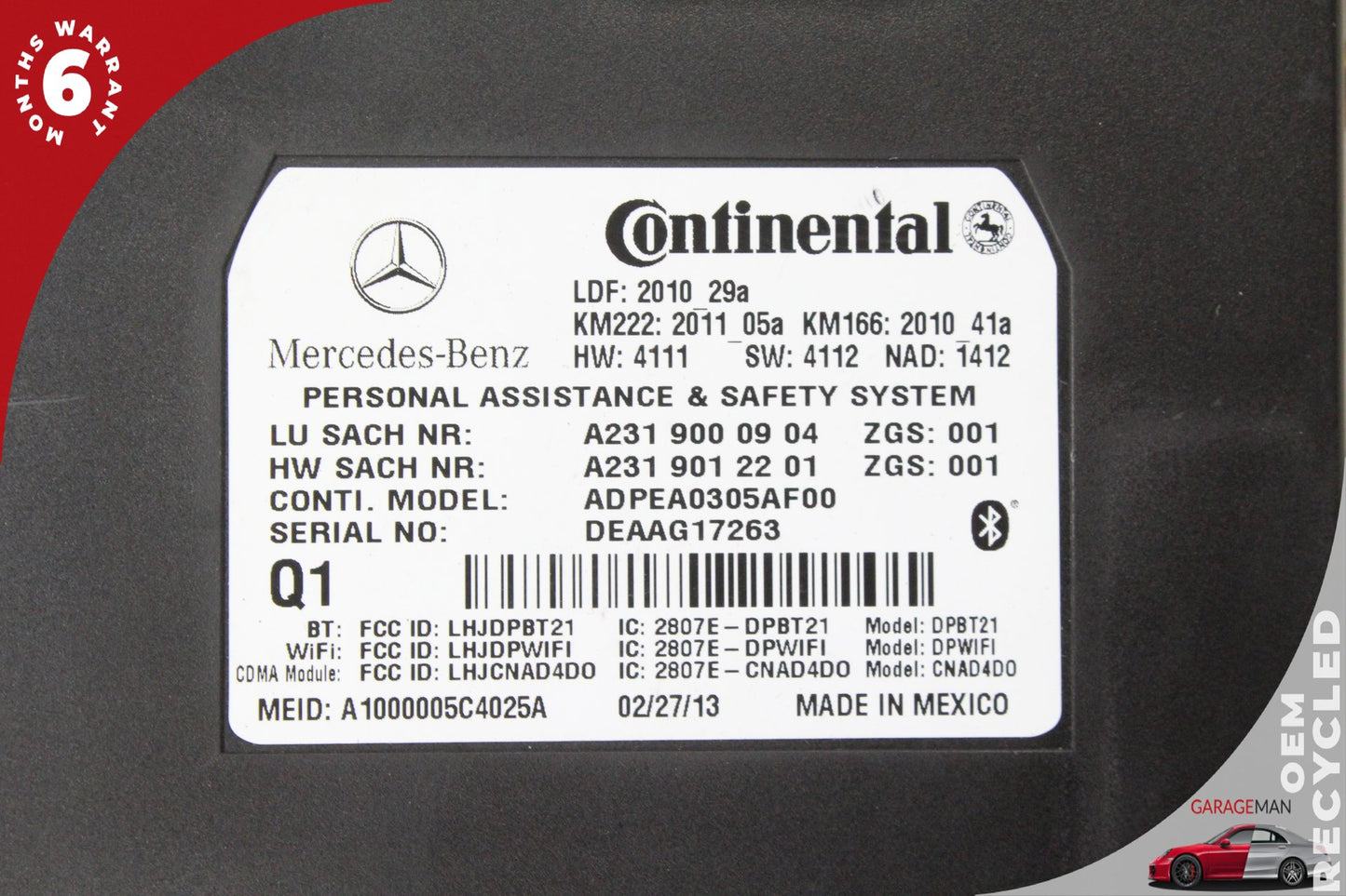 2010-2016 Mercedes R231 SL550 GL450 C250 Tele Aid Control Module 2319000904 OEM