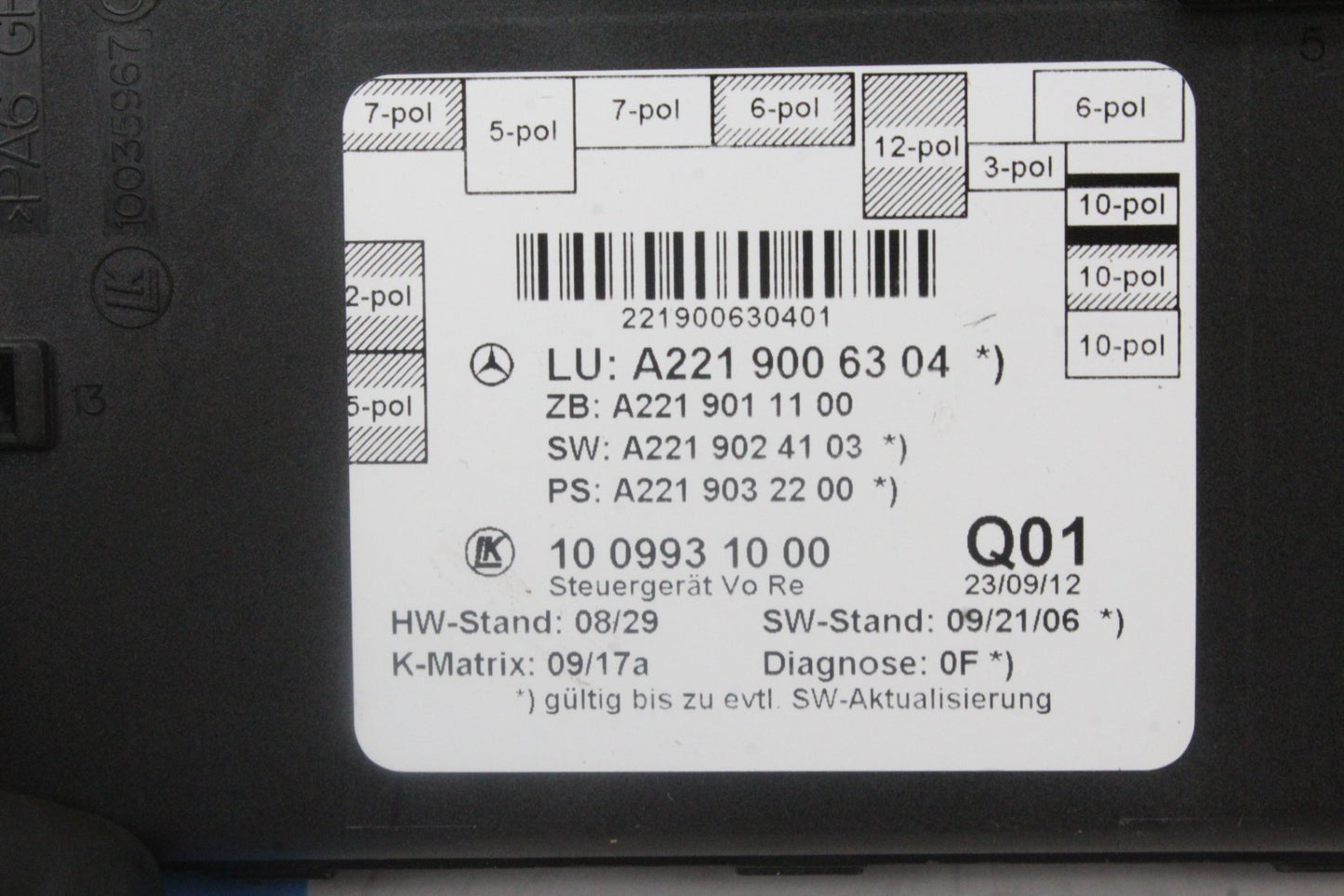 2007-2013 Mercedes-Benz S550 W221 Right Front Door Control Module 2219006304