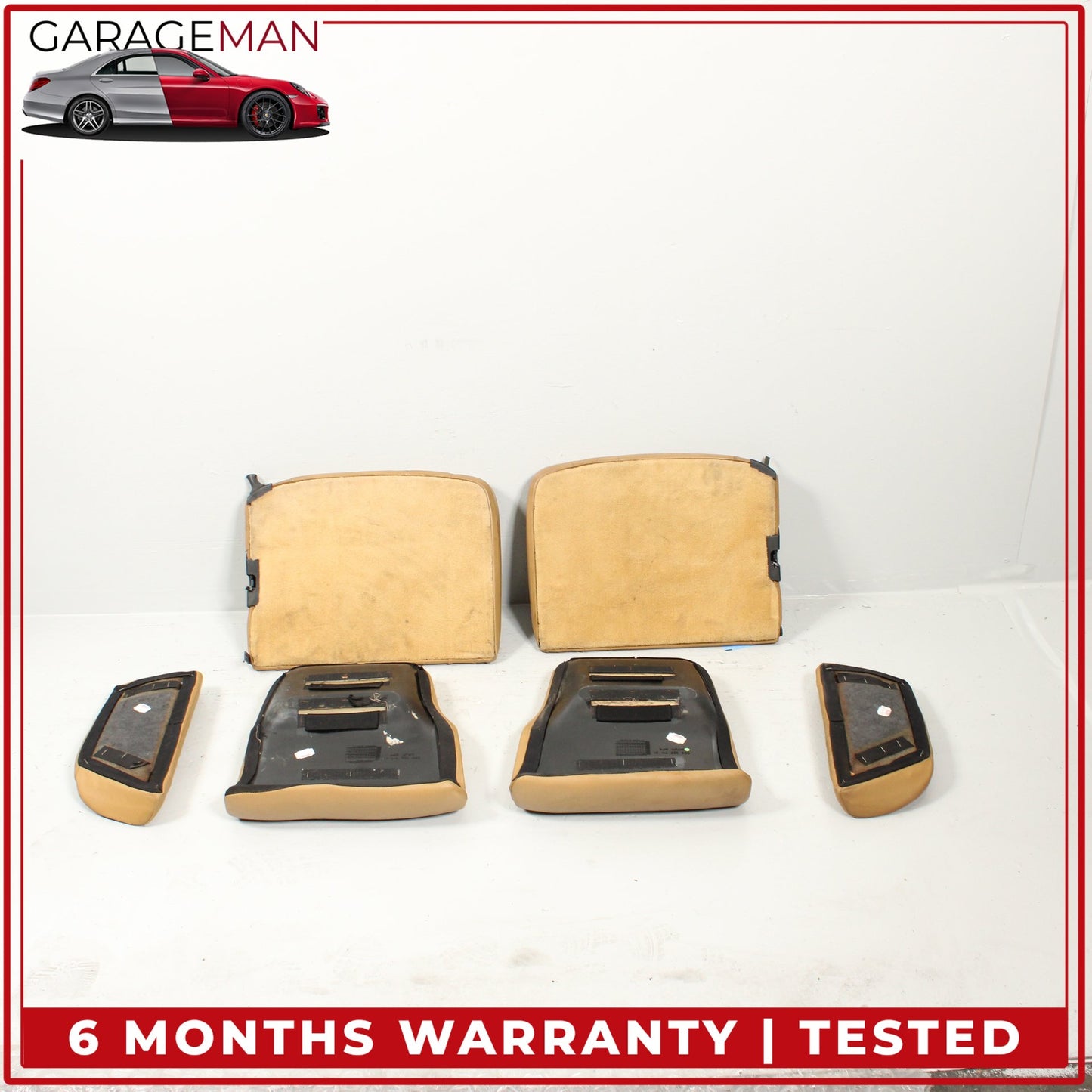 1999-2005 Porsche 911 996 Rear Upper and Lower Seat Cushion Beige Set OEM