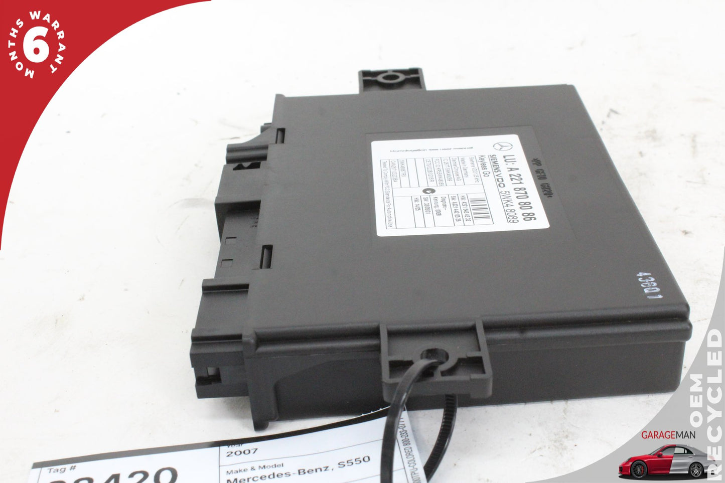 2007-2010 Mercedes W221 S550 CL550 Keyless Go Control Module 2218708086 OEM
