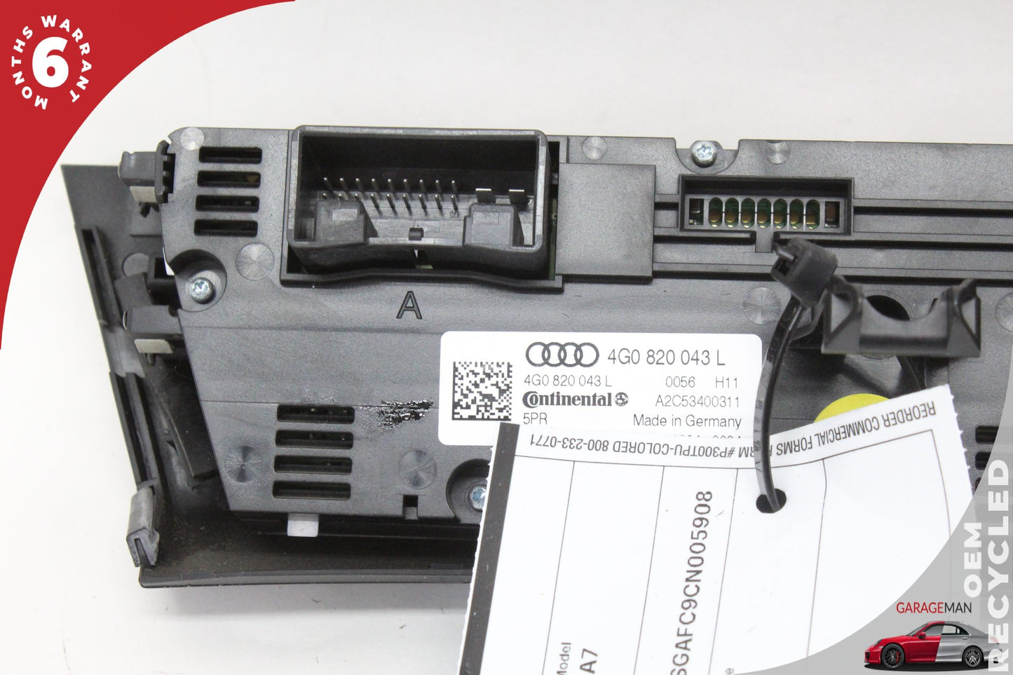 2012-2018 Audi A7 Front A/C AC Temperature Climate Control Panel 4G0820043L OEM