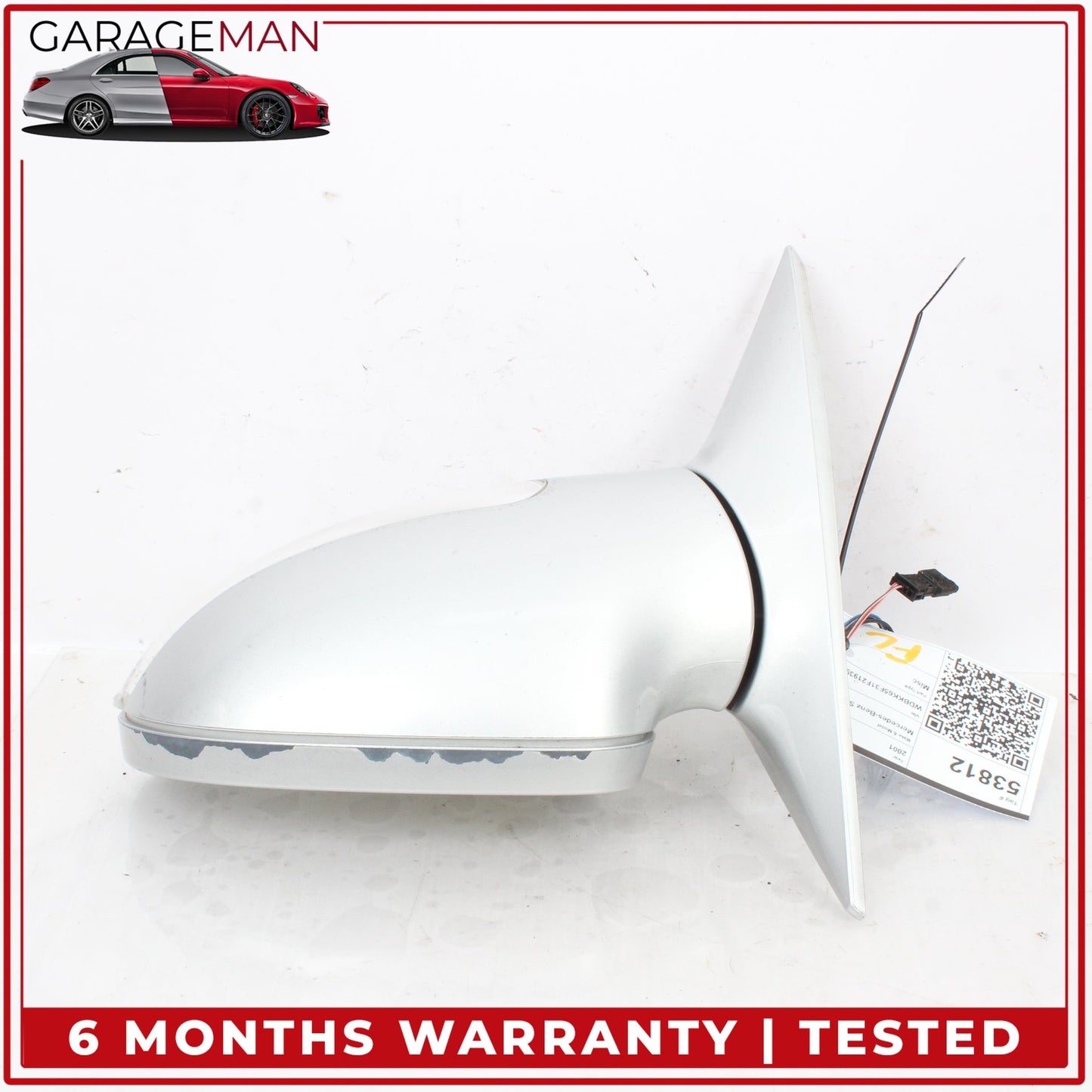 2001-2004 Mercedes R170 SLK320 Left Door Rear View Mirror Silver Metallic OEM
