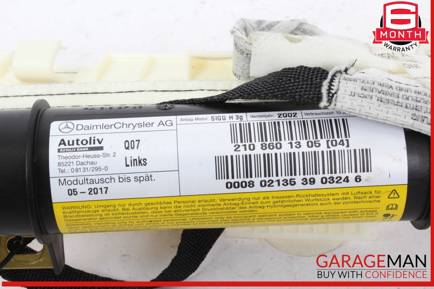 00-02 Mercedes W210 E320 Left Driver Side Roof Curtain Airbag Air Bag OEM