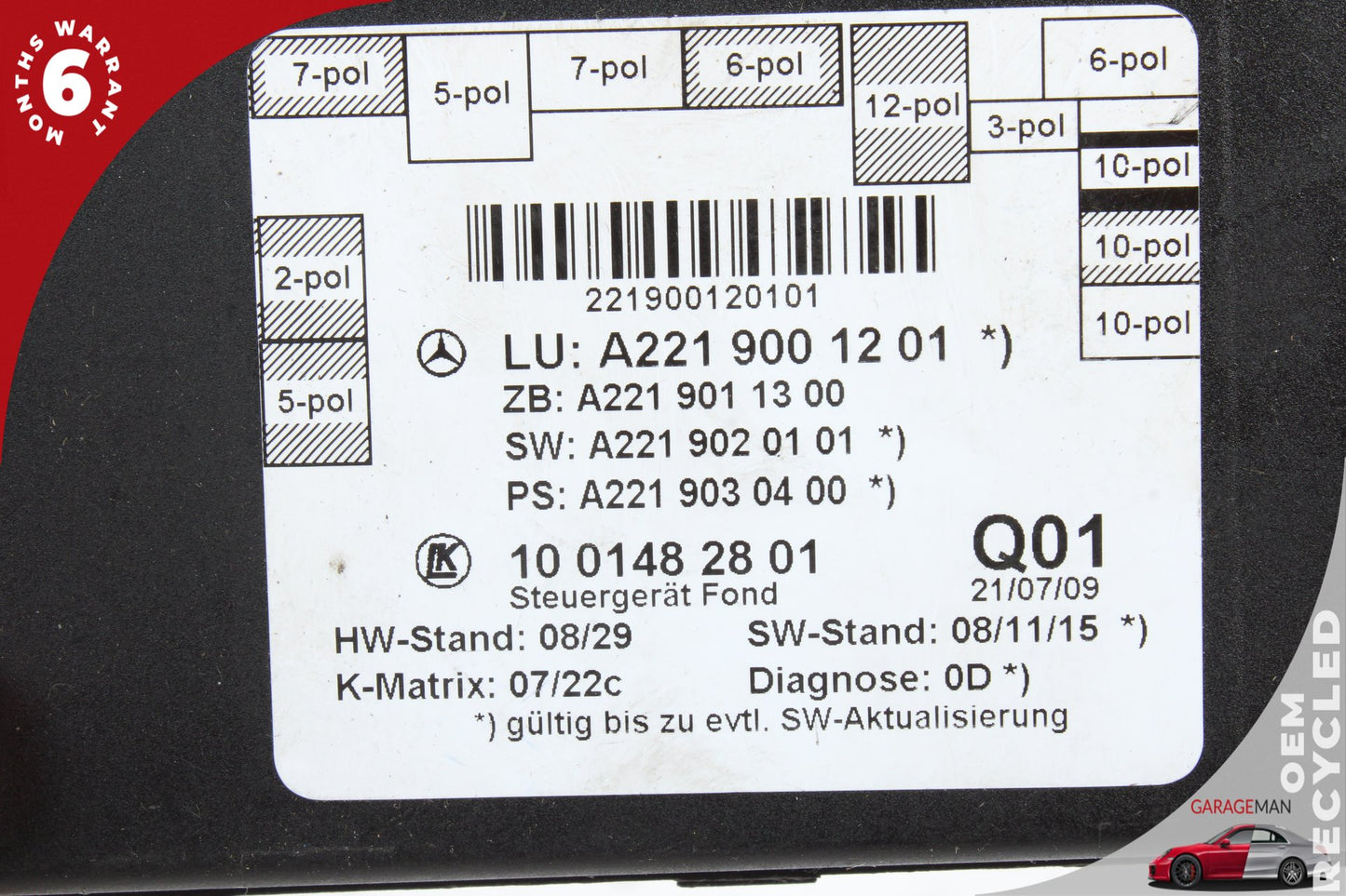 2007-2013 Mercedes W221 S400 Rear Left or Right Side Door Control Module OEM