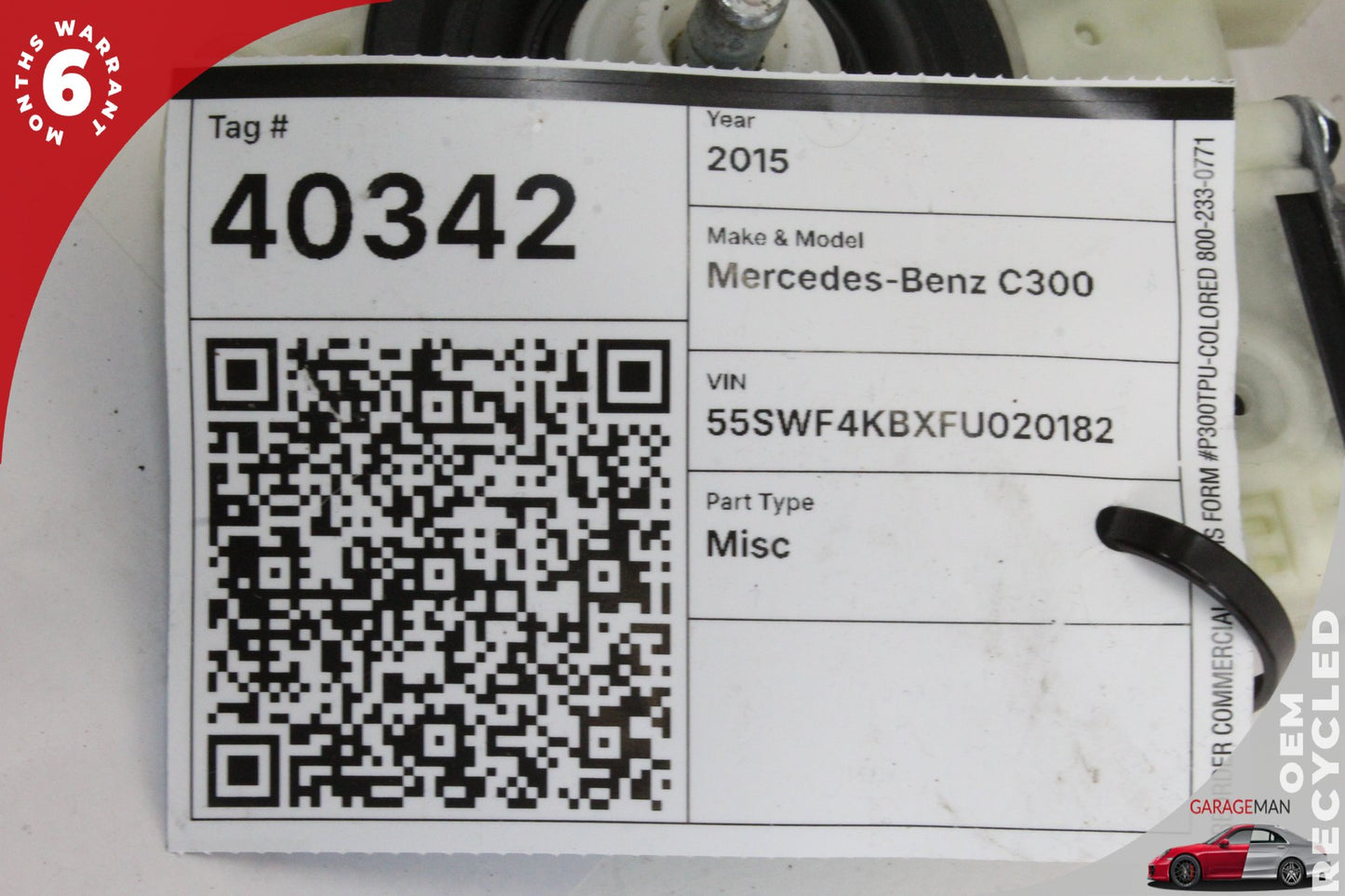 2015-2020 Mercedes W205 C300 Front Left Window Regulator Motor 2059060013 OEM