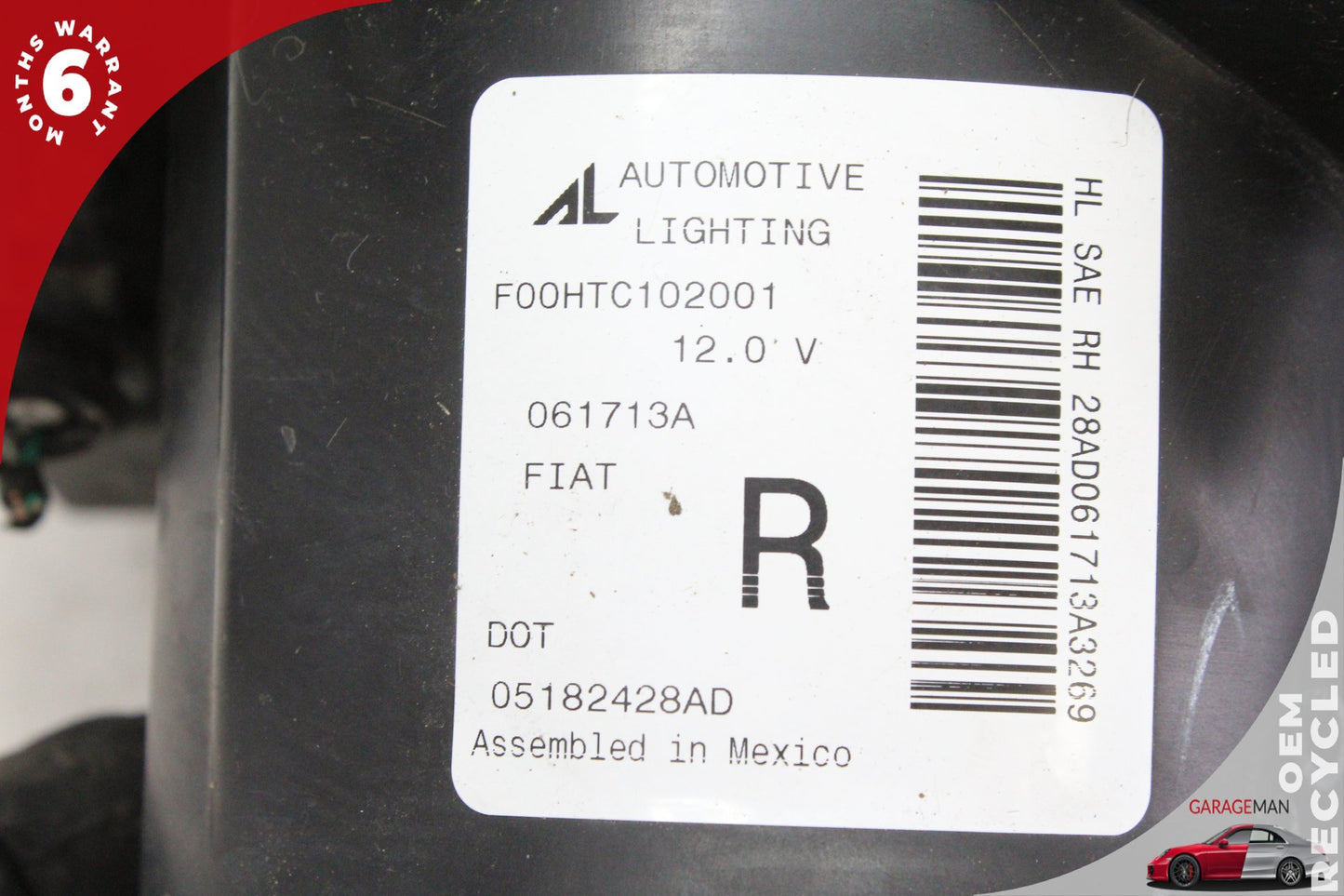 2012-2019 Fiat 500e Front Right Passenger Side Headlight Lamp 05182428AD OEM