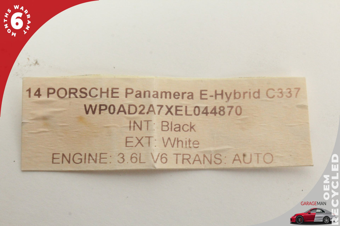 2014-2016 Porsche Panamera 970 E-Hybrid Battery Cooling Matt F00VB08001-00 OEM