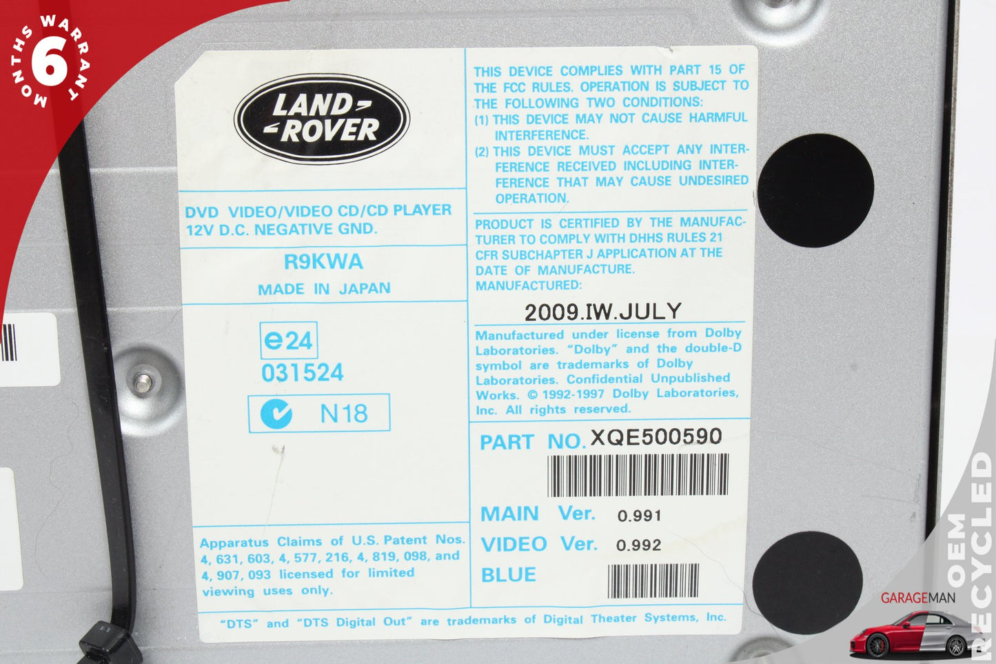 2006-2011 Land Rover LR4 Disc CD Changer Player w/ Magazine XQE500590 OEM