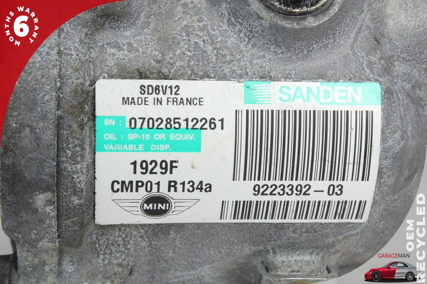 2007-2015 Mini Cooper AC A/C Air Conditioning Compressor Sanden 9223392 OEM