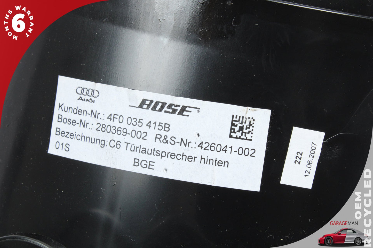 2007-2015 Audi Q7 Rear Left and Right Side Door Audio Speaker Bose 4F0035415B