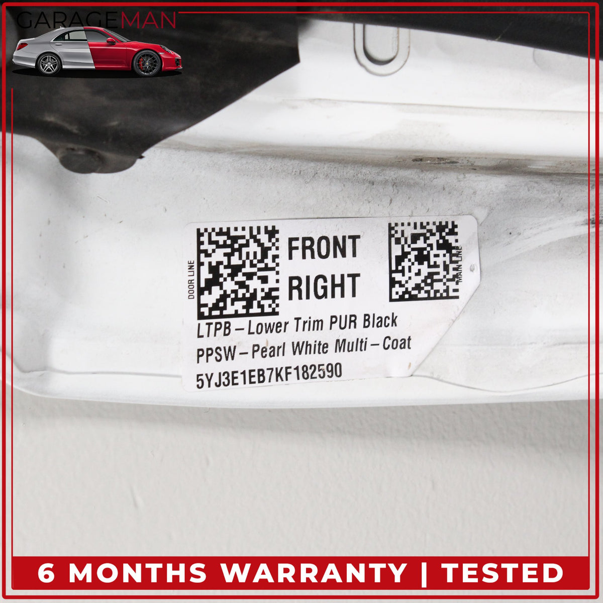 2017-2023 Tesla Model 3 Front Right Side Door Shell Pearl White 1081420E0C OEM