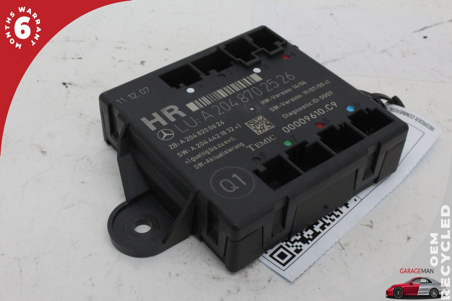 08-14 Mercedes-Benz C300 W204 Right Rear Door Control Module 2048702526 OEM