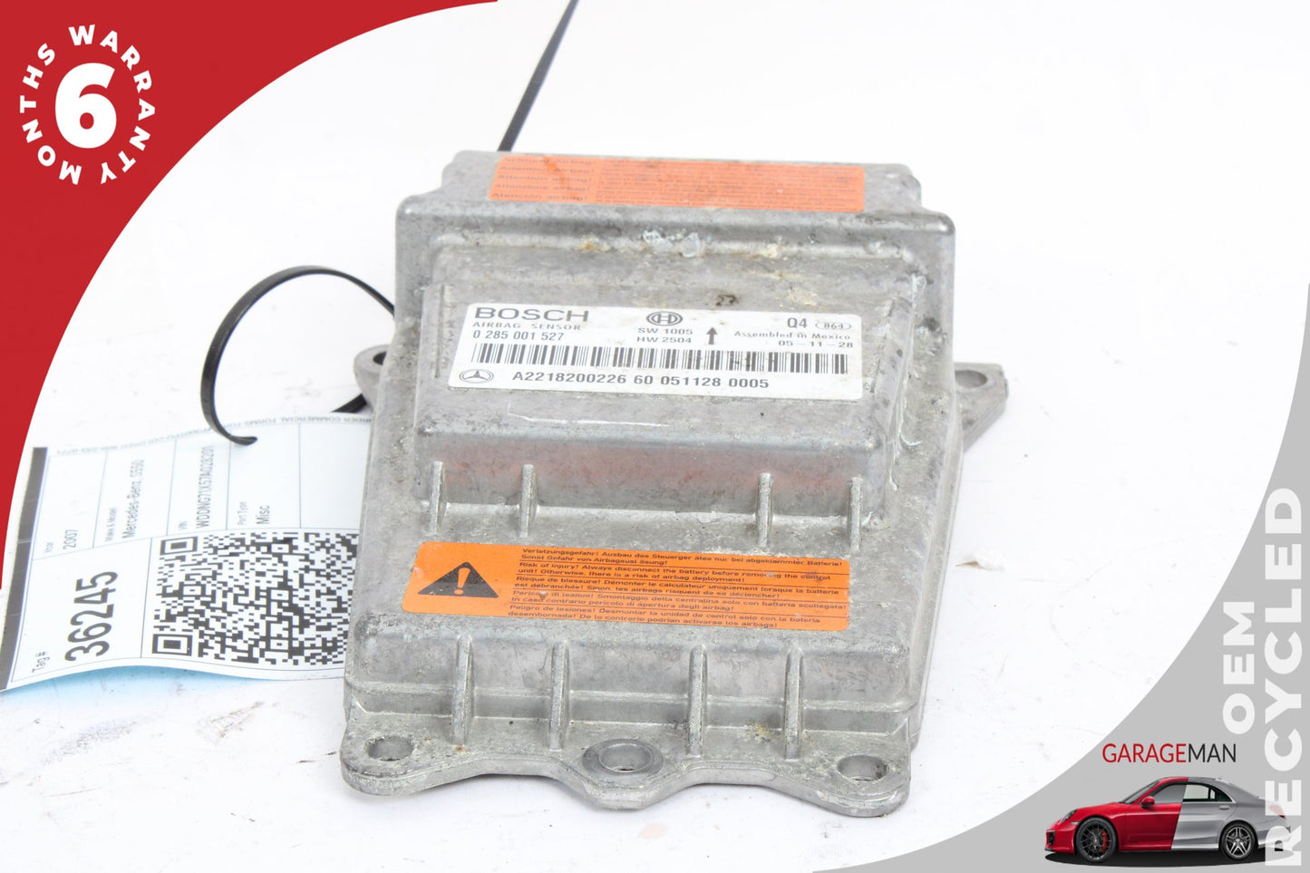 2007-2012 Mercedes W221 S550 Airbag Air Bag Sensor SRS Control Module Unit OEM