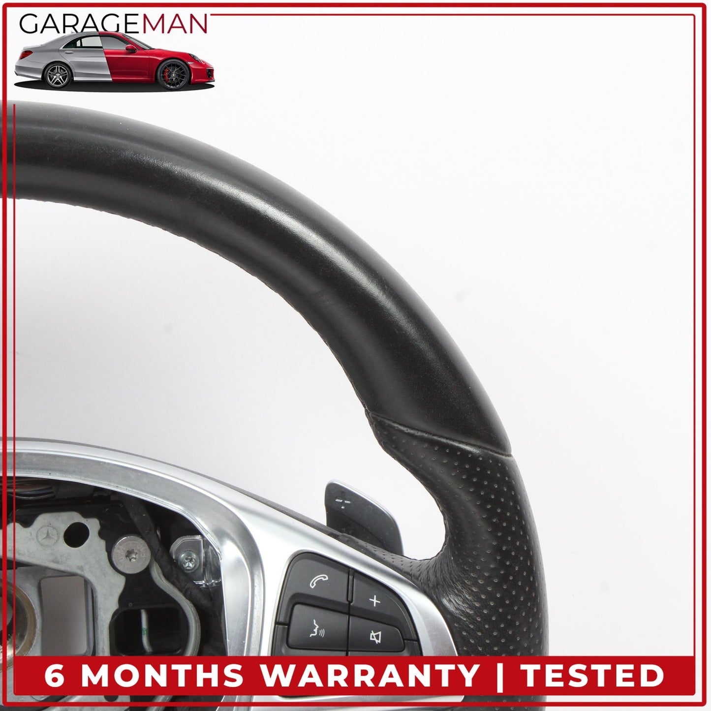 2015-2020 Mercedes W205 C300 Flat Bottom Steering Wheel w/ Paddle Shifters OEM