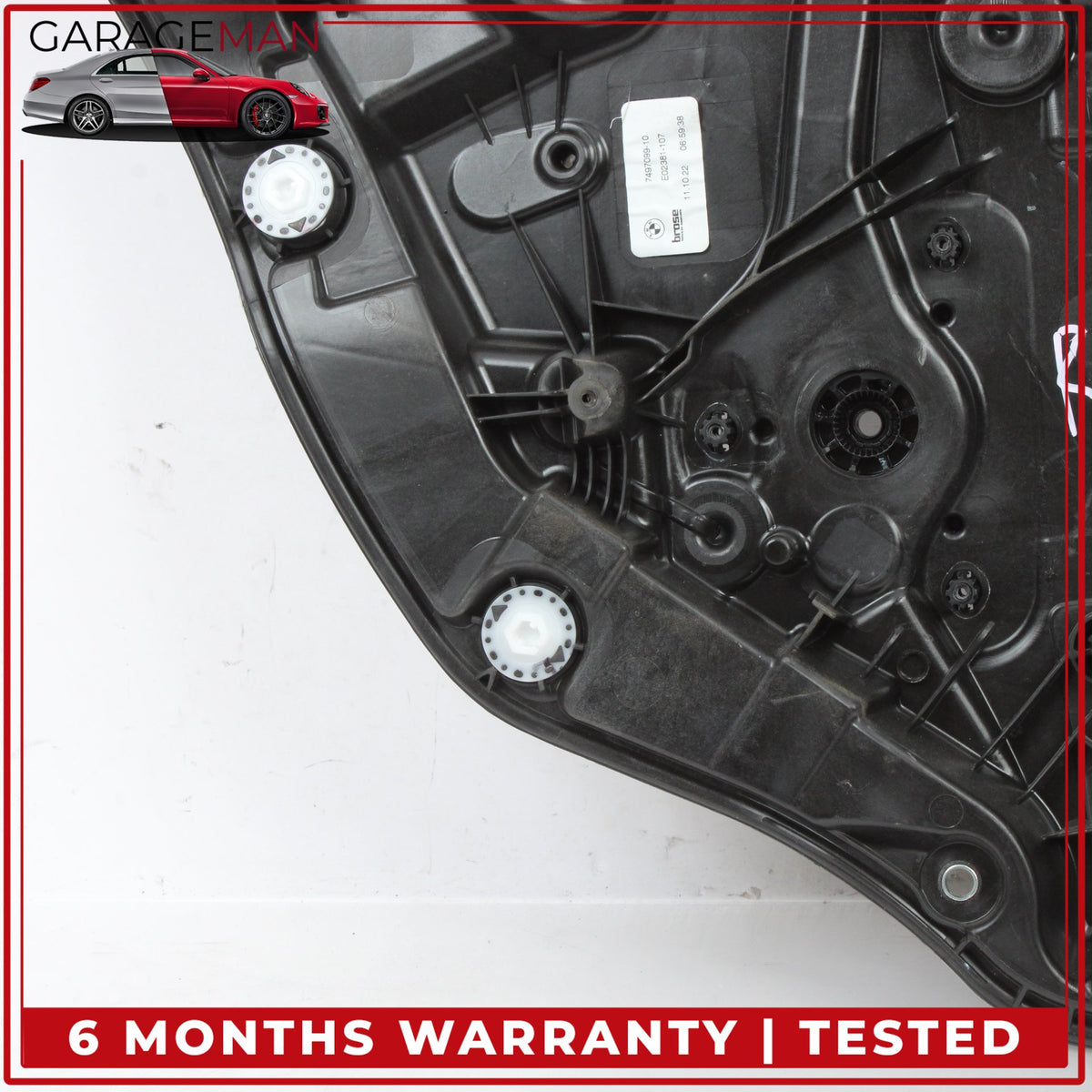 2019-2025 BMW M340i G20 Rear Left Window Regulator w/ Carrier and Speaker 7497099 OEM
