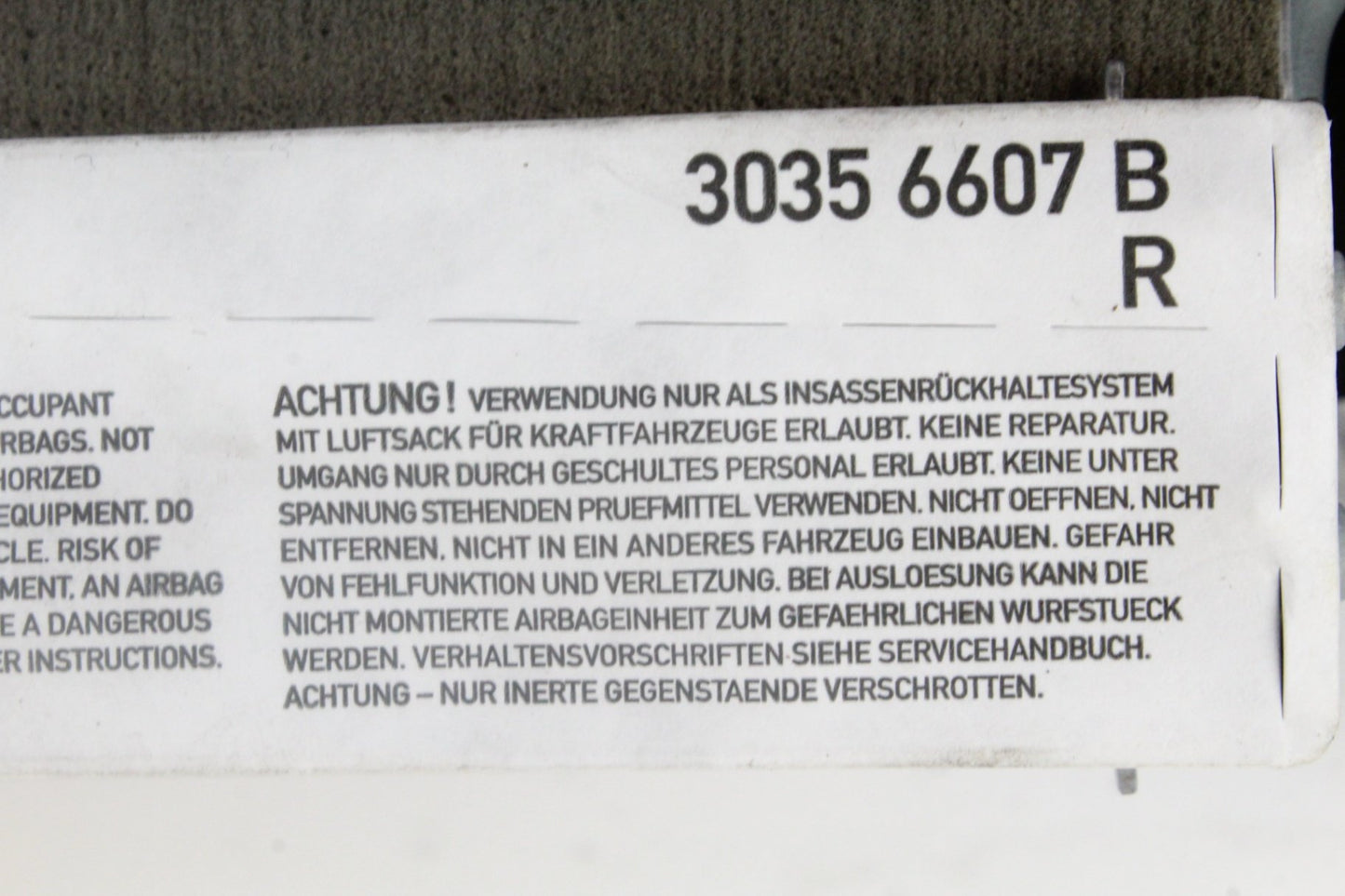 2007-2014 Mercedes S550 W221 Rear Right Quarter Airbag 2218600605