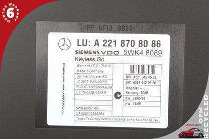 2007-2010 Mercedes W221 S550 CL550 Keyless Go Control Module 2218708086 OEM