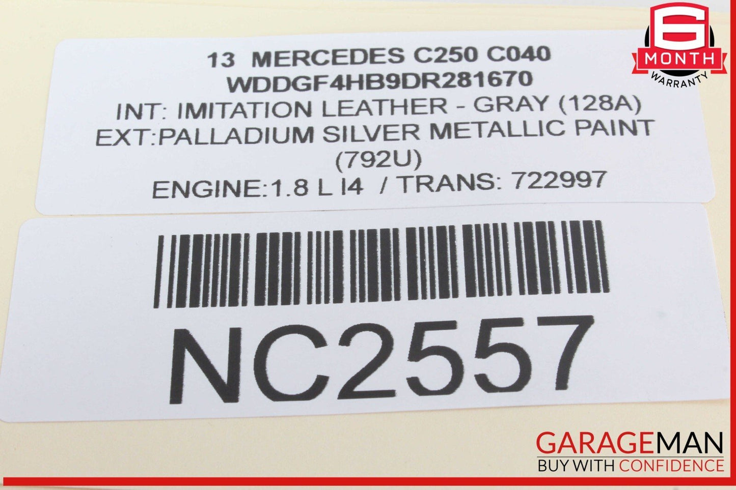 08-14 Mercedes W204 C250 C300 Left Side Roof Curtain Airbag Air Bag OEM
