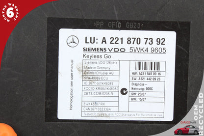 2007-2010 Mercedes W221 S550 Keyless Go Control Module Unit 2218707392 OEM