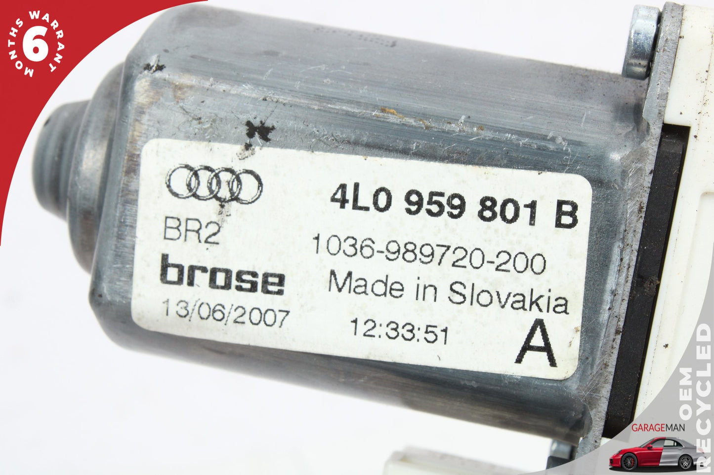 2007-2015 Audi Q7 Front Left Driver Side Window Regulator Motor 4L0959801B OEM