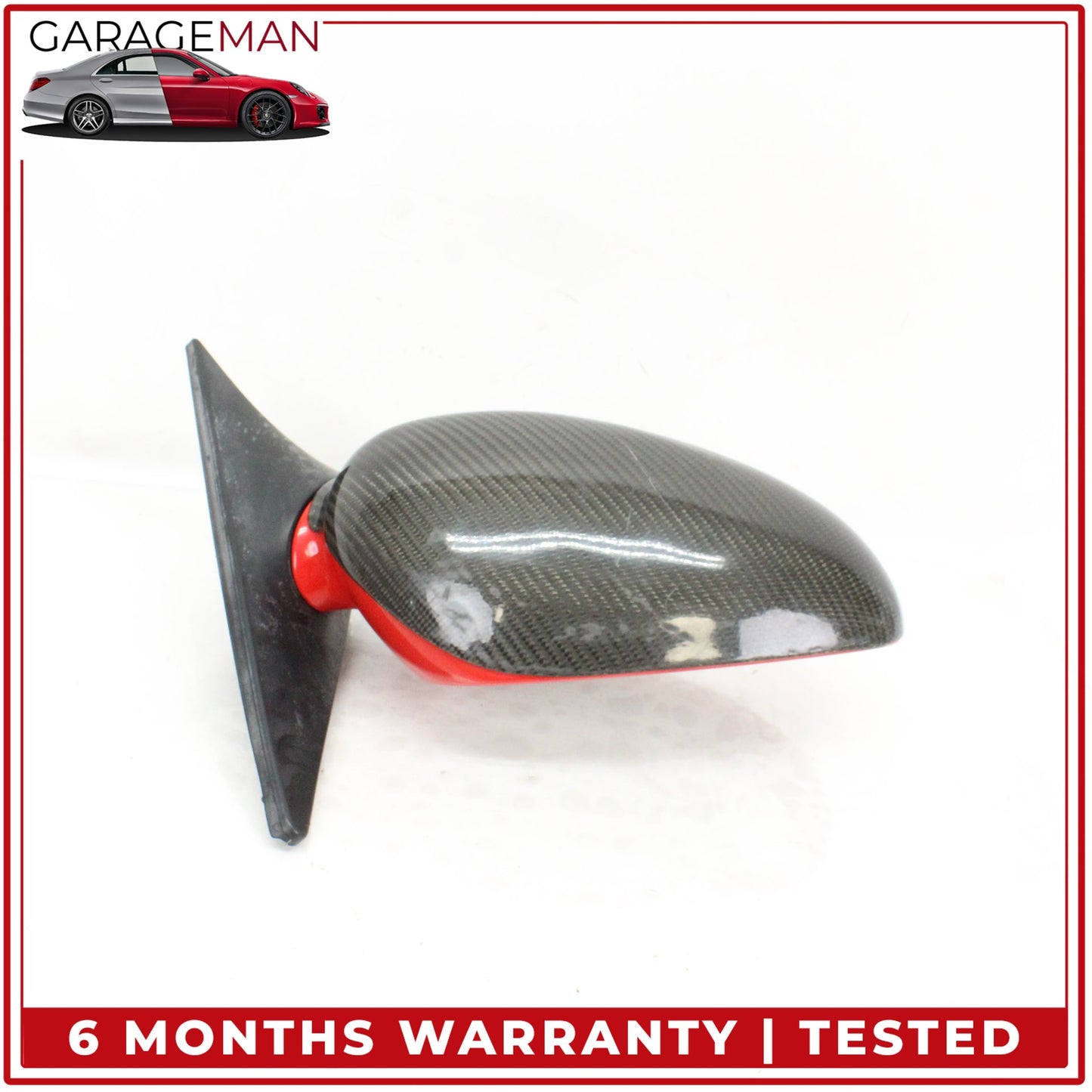 1999-2005 Porsche 911 Right Door Rear View Mirror Red w/ Carbon Fiber Cover OEM