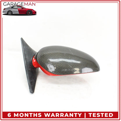1999-2005 Porsche 911 Right Door Rear View Mirror Red w/ Carbon Fiber Cover OEM
