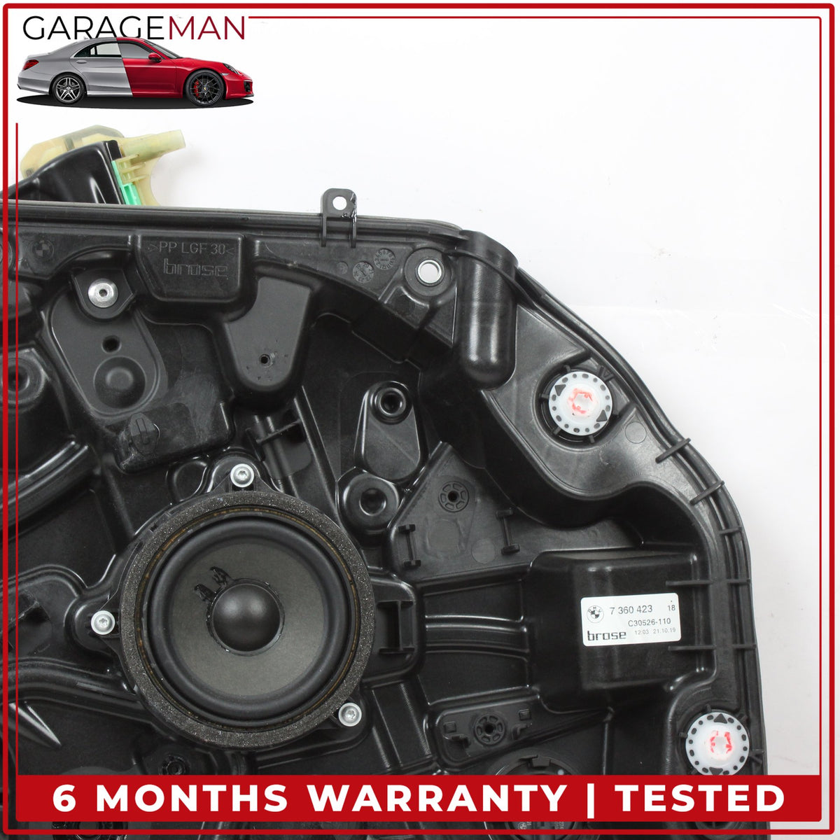 2017-2023 BMW 530e G30 Front Left Side Window Regulator w/ Carrier 7360423 OEM