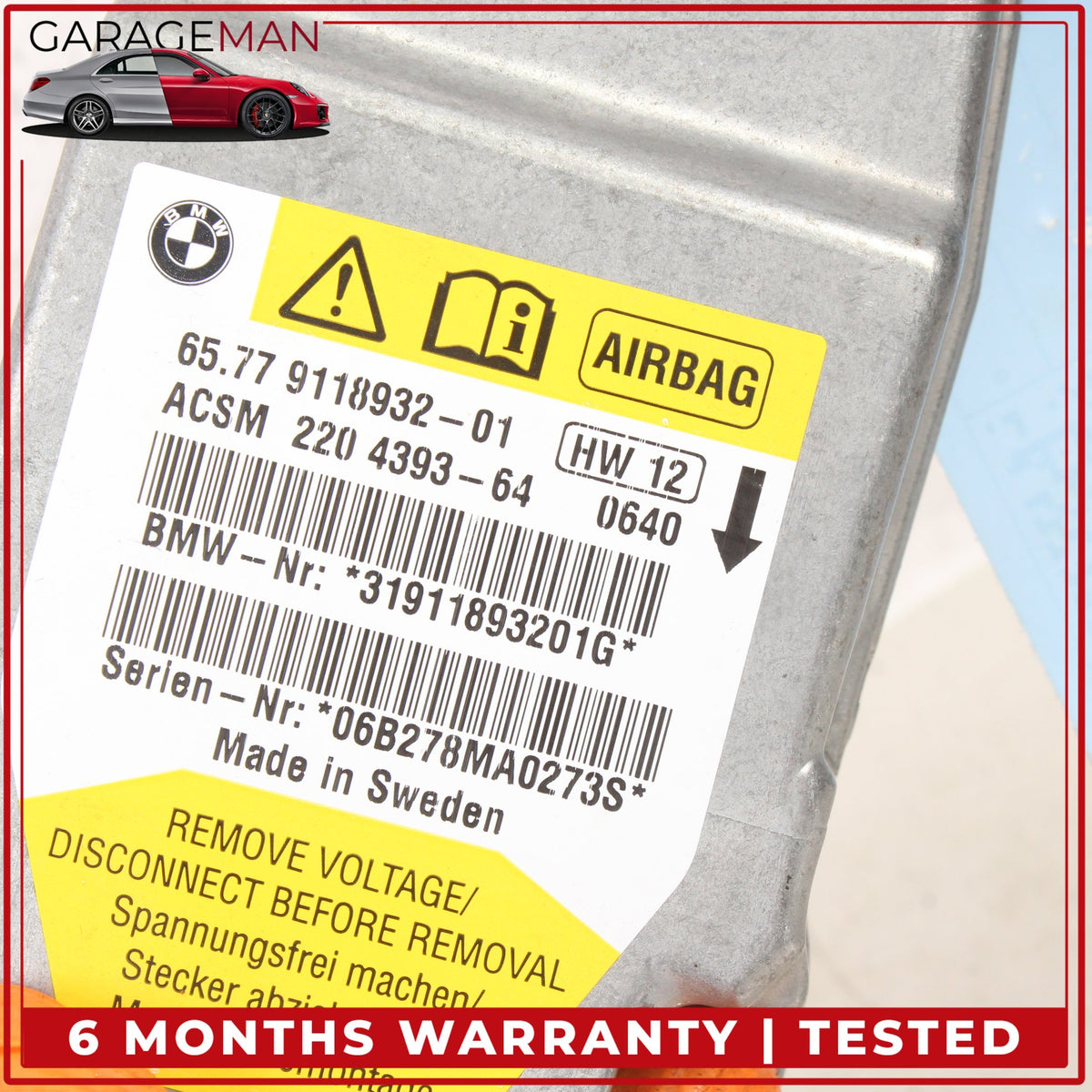 2004-2010 BMW 650i E64 RWD Crash Safety Control Module 9118932 OEM