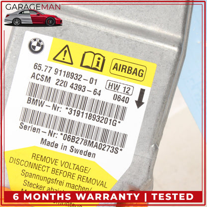 2004-2010 BMW 650i E64 RWD Crash Safety Control Module 9118932 OEM