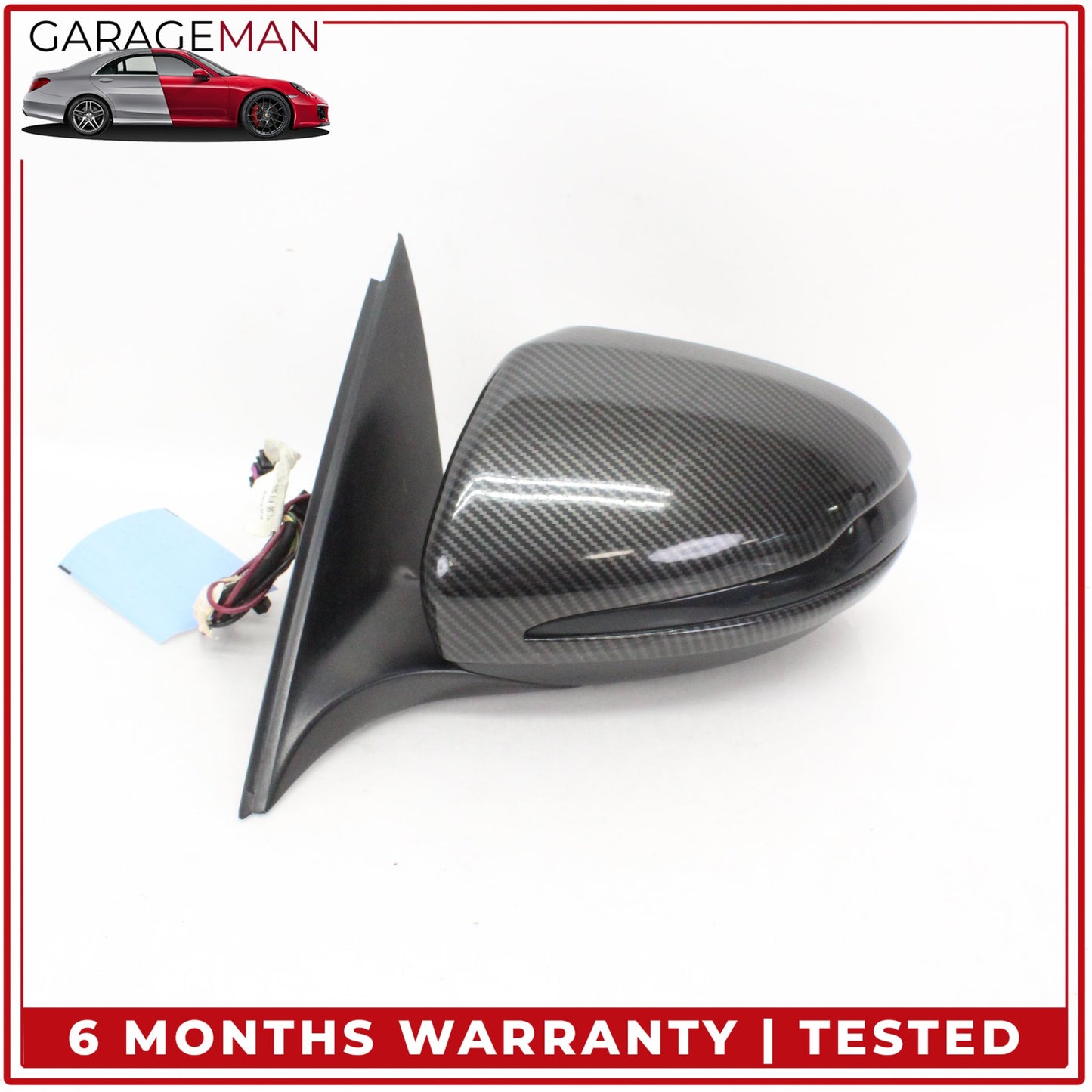 2015-2016 Mercedes W205 C300 Left Rear View Mirror w/ Blind Spot Carbon Fiber