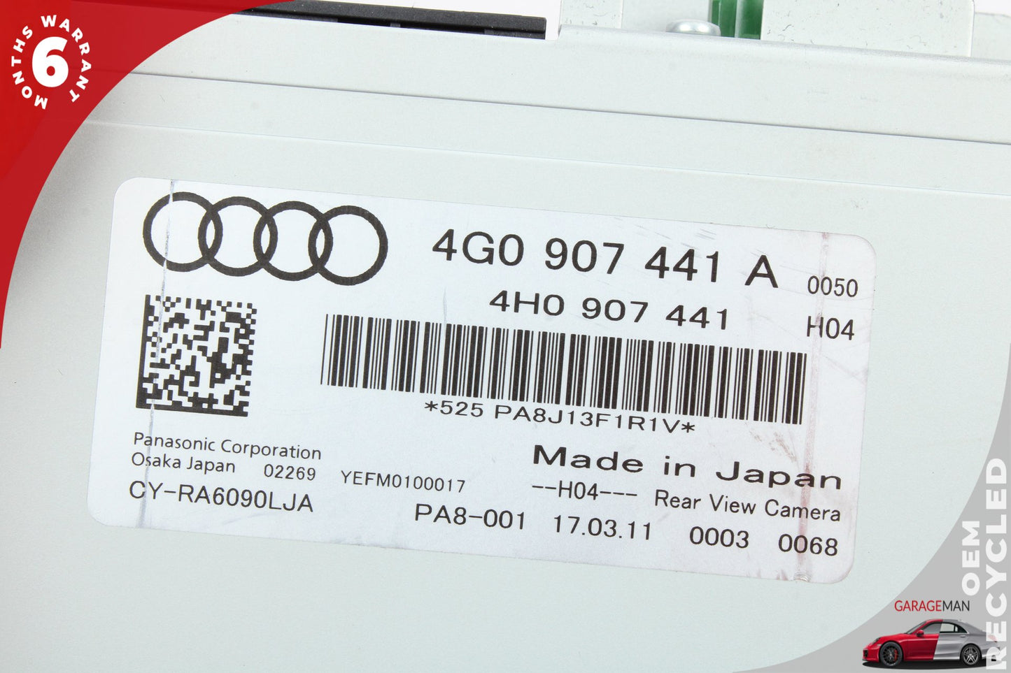12-18 Audi A6 C7 Sedan Rear Trunk Camera Control Module 4G0907441A Genuine