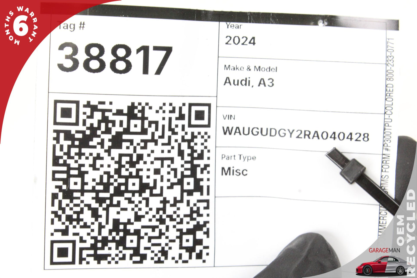 2022-2024 Audi A3 S3 RS3 Airbag Sensor SRS Control Module 5WA959655M OEM