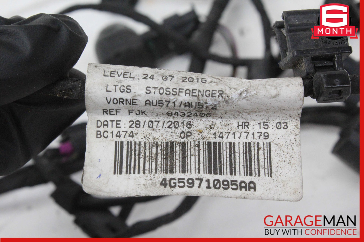 2012-2018 Audi A6 S6 Front Bumper Parking Sensor Wire Harness 4G5971095AA OEM
