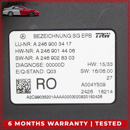 2012-2020 Mercedes-Benz CLA250 W117 Sedan Hand Parking Brake Control Module 2469014406 OEM
