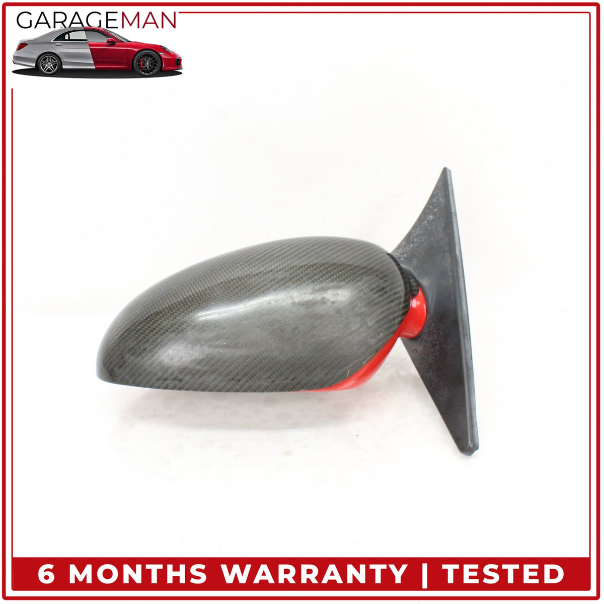 1999-2005 Porsche 911 Left Door Rear View Mirror Red w/ Carbon Fiber Cover OEM