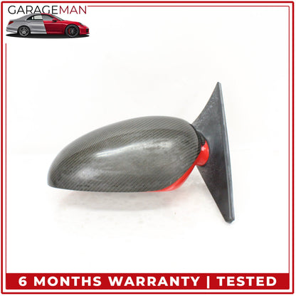 1999-2005 Porsche 911 Left Door Rear View Mirror Red w/ Carbon Fiber Cover OEM