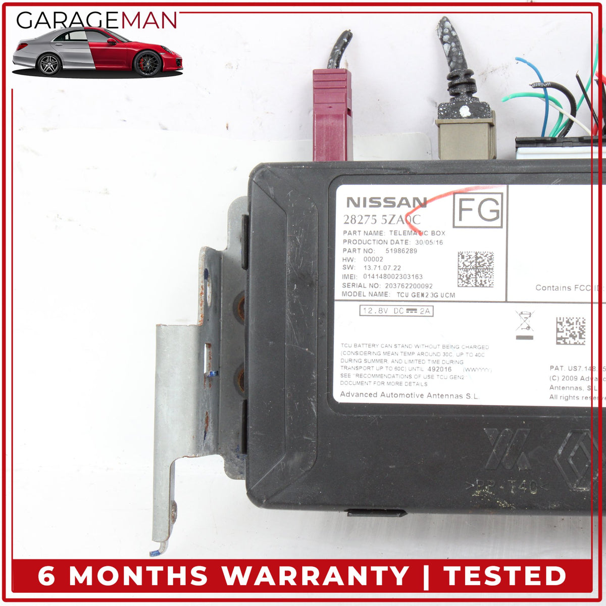 2016-2018 Infiniti Q50 Telematics Communication Control Module 282755ZA0C OEM