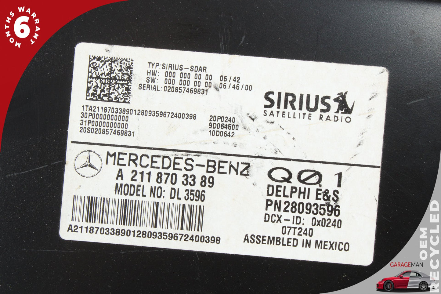 03-08 Mercedes E350 W211 Sirius Satellite Radio Receiver 2118703389 Genuine