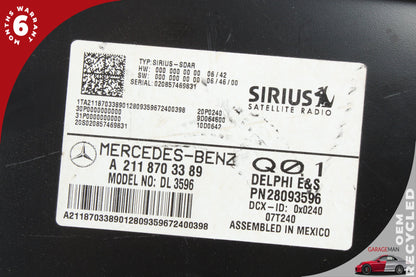 03-08 Mercedes E350 W211 Sirius Satellite Radio Receiver 2118703389 Genuine