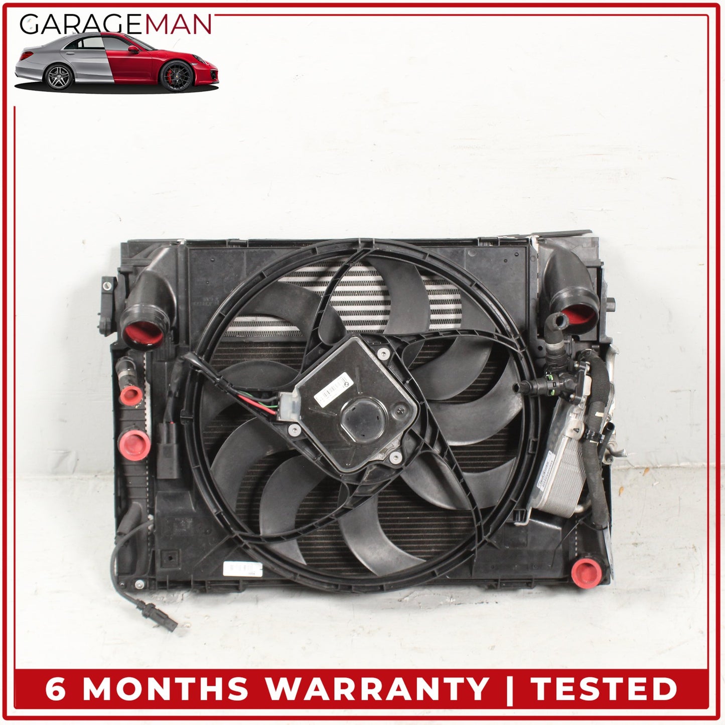 2012-2016 BMW 328i F30 Engine Radiator Cooling Fan Motor Assembly OEM