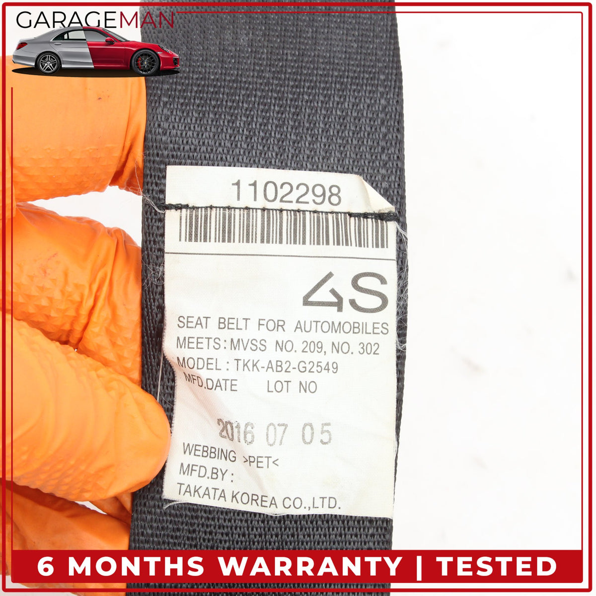 2014-2024 Infiniti Q50 V37 Sedan Rear Right Passenger Side Seat Belt Black OEM