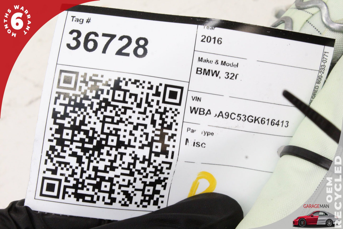 2012-2018 BMW 320i F30 Sedan Right Roof Airbag 7311202
