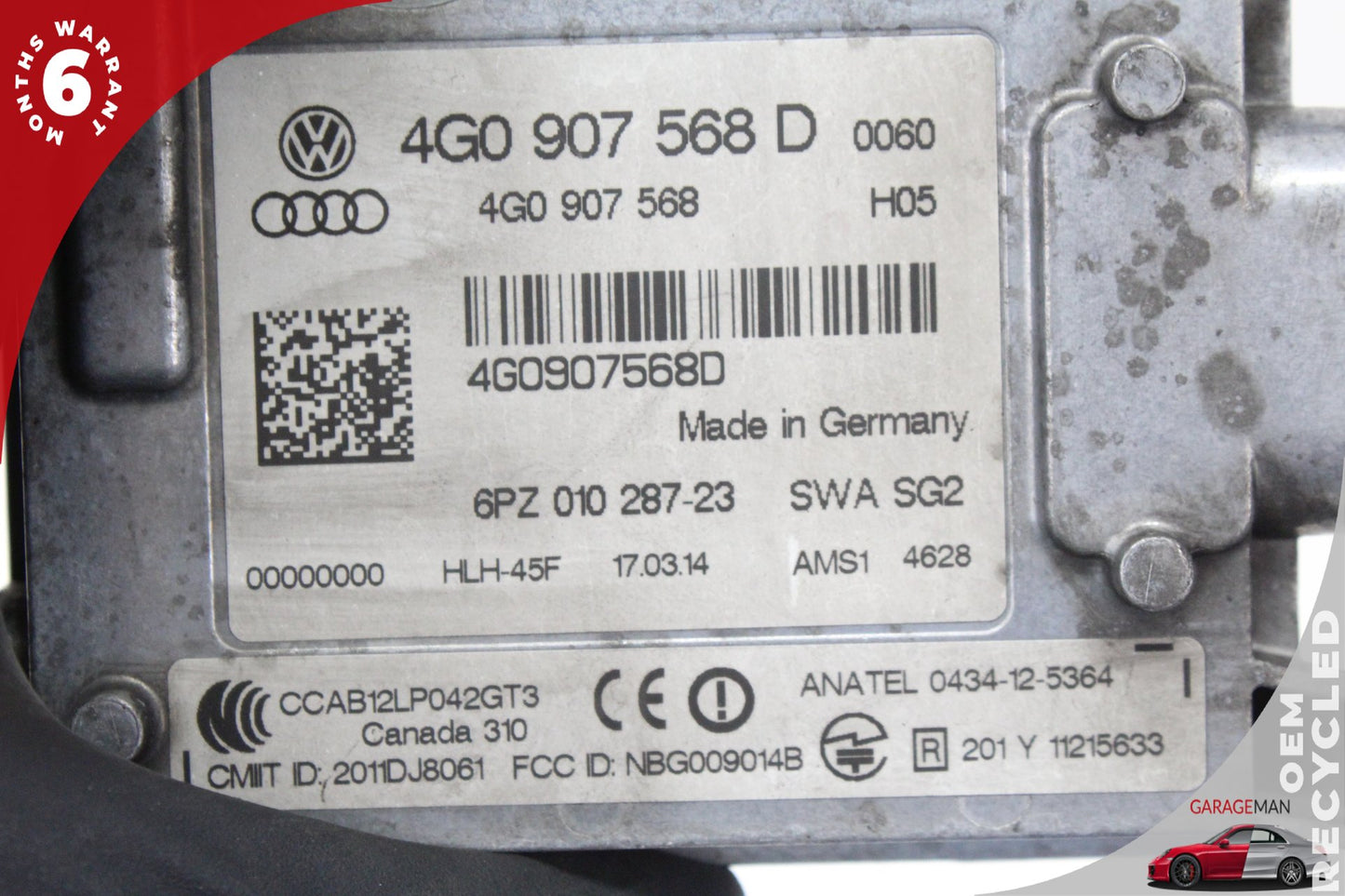 2012-2018 Audi A6 Rear Left Lane Assist Blind Spot Radar Sensor 4G0907568D OEM