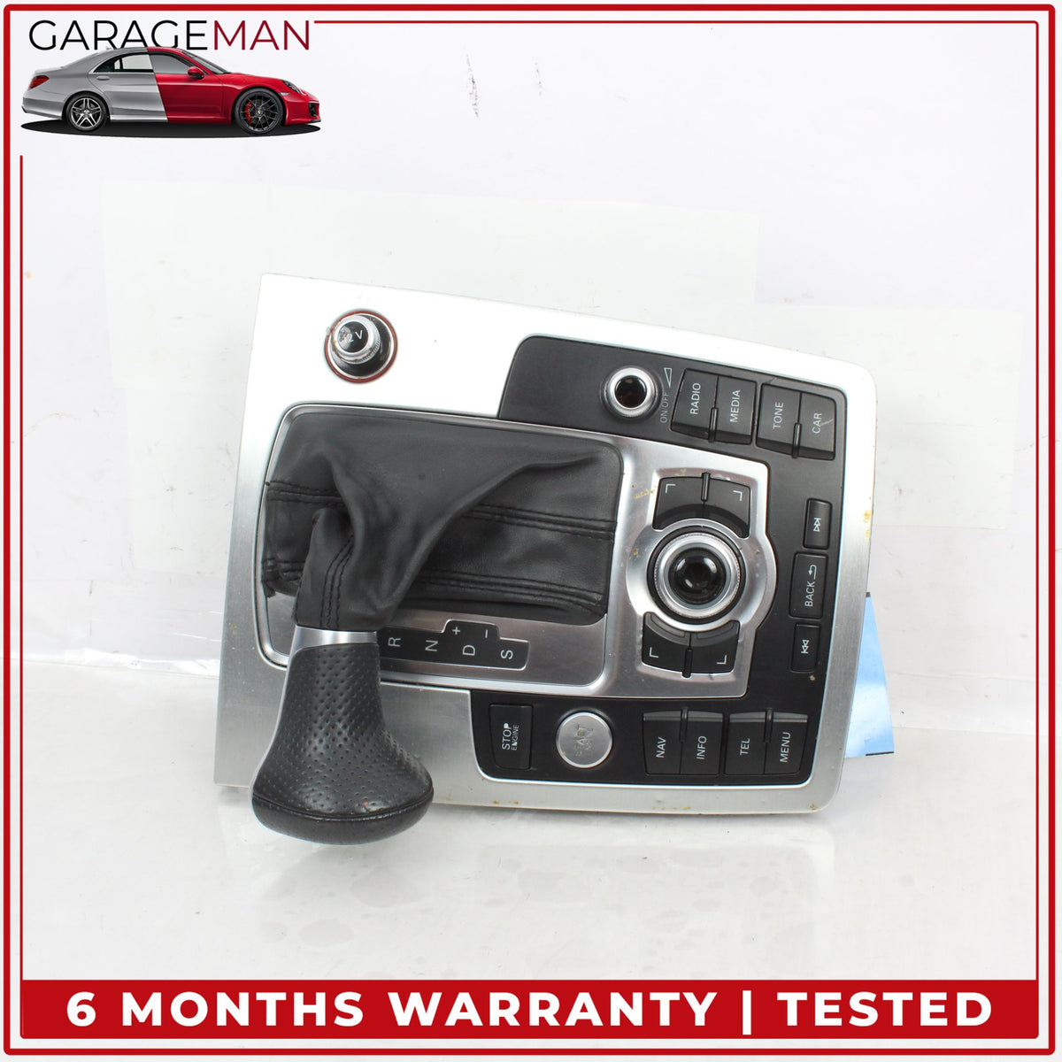 2013-2015 Audi Q7 Front Lower Center Console Shifter Boot Knob w/ Switches OEM