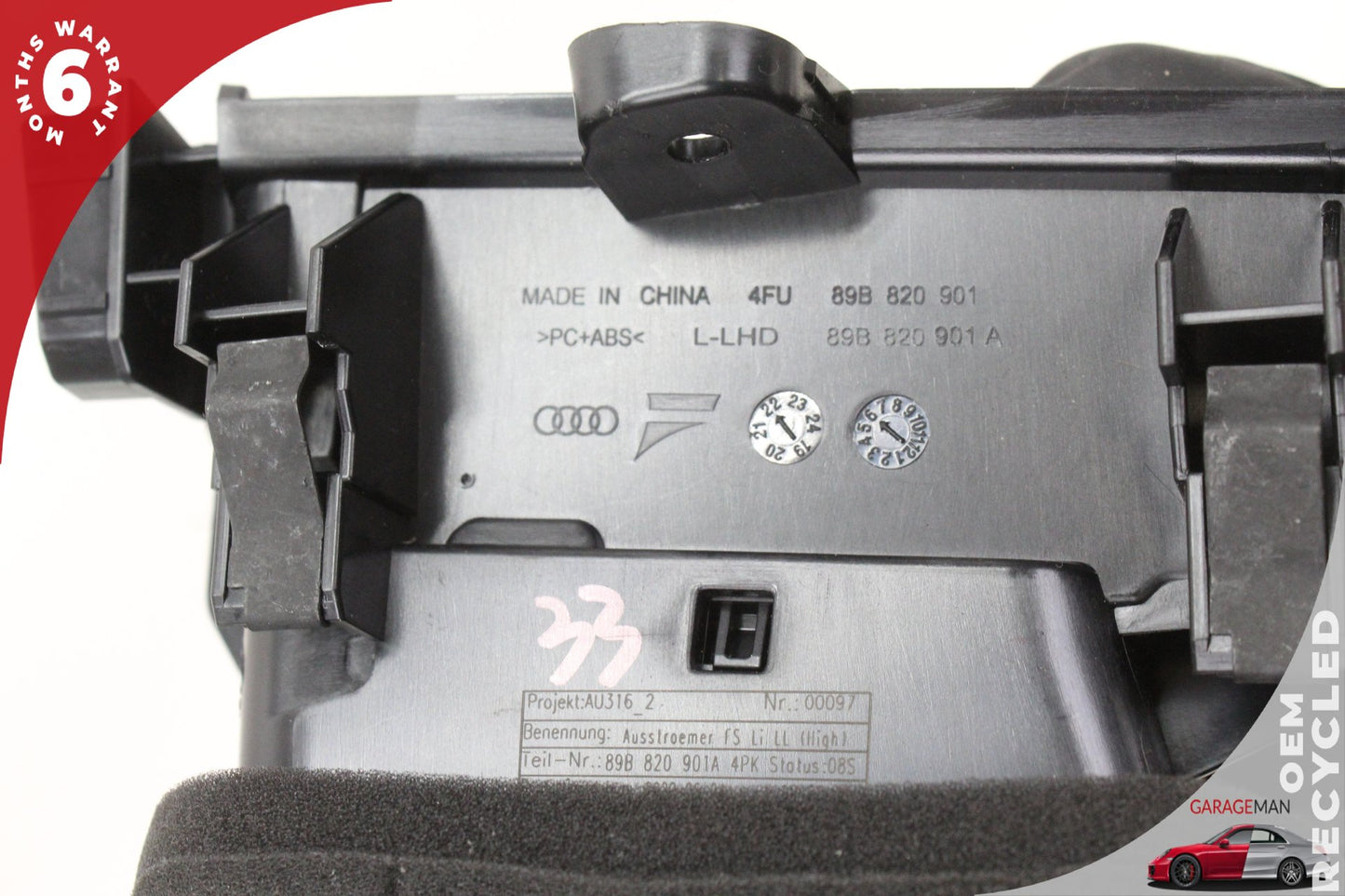 2022-2025 Audi Q4 E-Tron Front Left Side Dash AC A/C Air Vent 89B820901 OEM