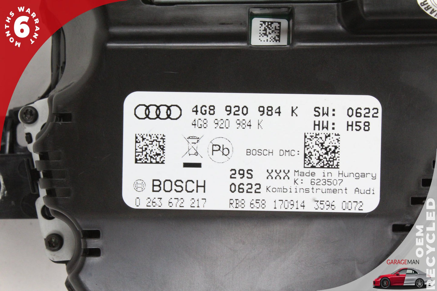 12-18 Audi A6 C7 Sedan Speedometer Instrument Cluster 4G8920984K