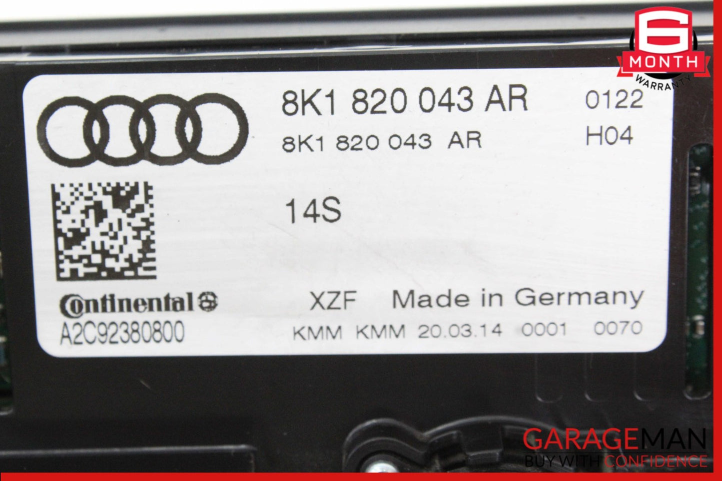 2013-2017 Audi RS5 8T Convertible AC Climate Control Panel 8K1820043AR Genuine